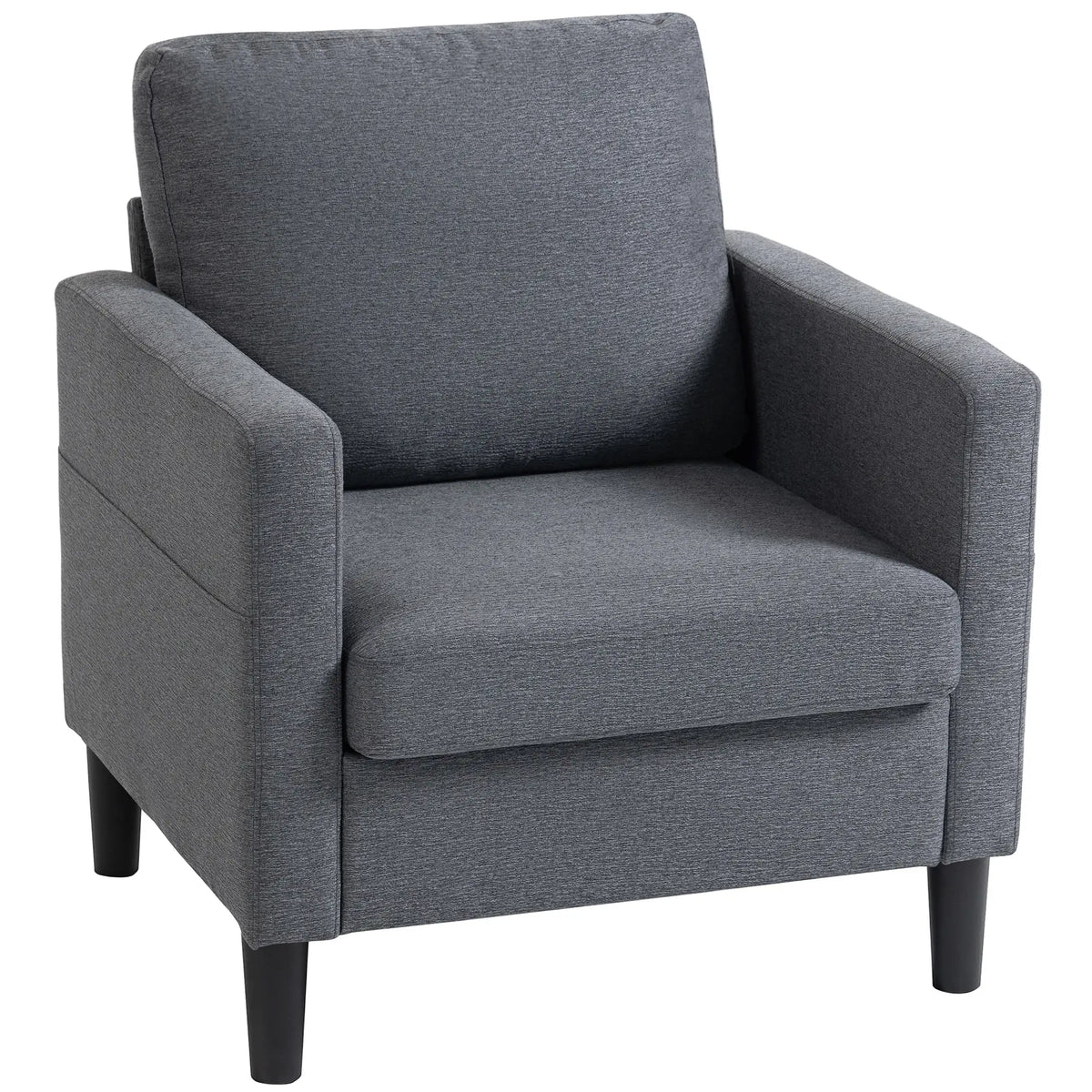 Modern Upholstered Accent Chair, Thick Padded Seat, Dark Grey Accent Chairs Dark Grey at Gallery Canada