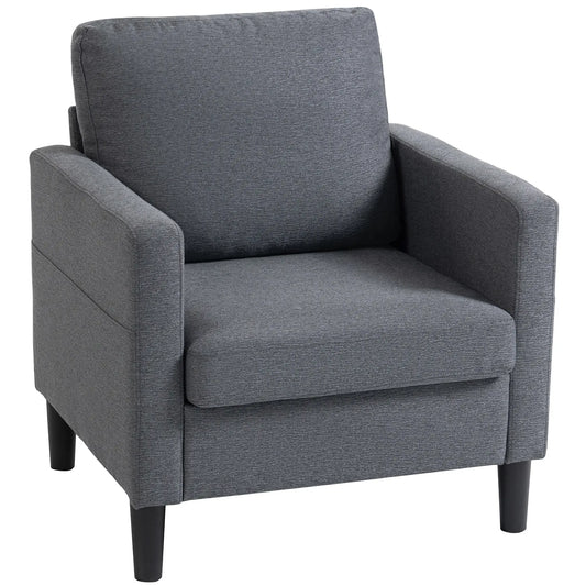 Modern Upholstered Accent Chair, Thick Padded Seat, Dark Grey Accent Chairs Dark Grey at Gallery Canada