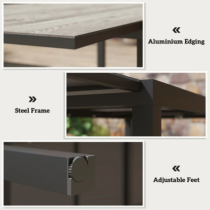 63"-94.5" Extendable Patio Dining Table, Outdoor Dining Table, Steel Frame, Grey Patio Dining Tables at Gallery Canada