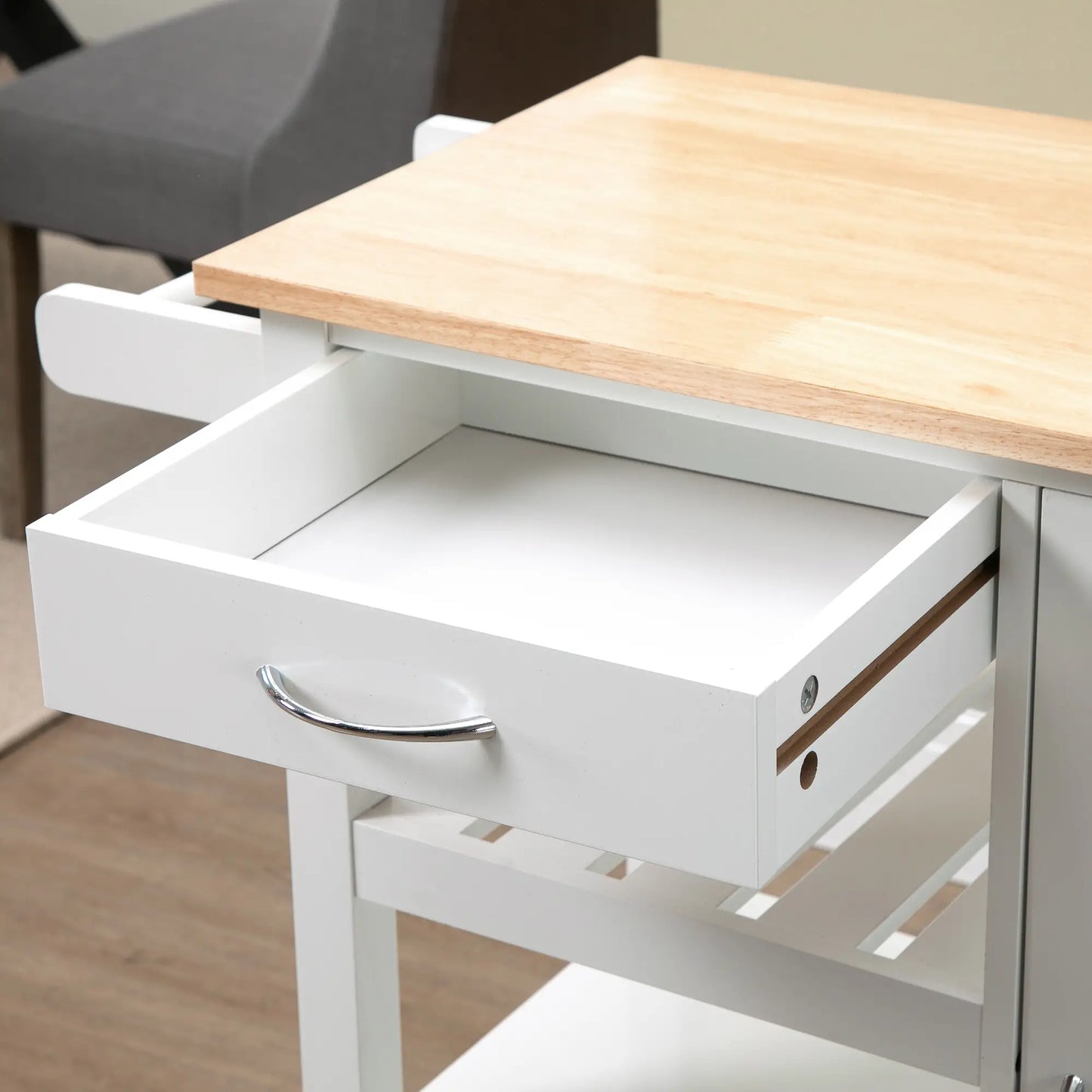 Kitchen Cart on Wheels, Embossed Door Panel, Storage Drawer, White Kitchen Islands & Kitchen Carts at Gallery Canada