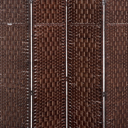 6ft Folding Room Divider, 4 Panel Wooden Frame, Brown Room Dividers at Gallery Canada
