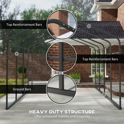 12' x 20' Metal Carport, Heavy Duty Garage Shelter, Dark Grey Car Shelters at Gallery Canada