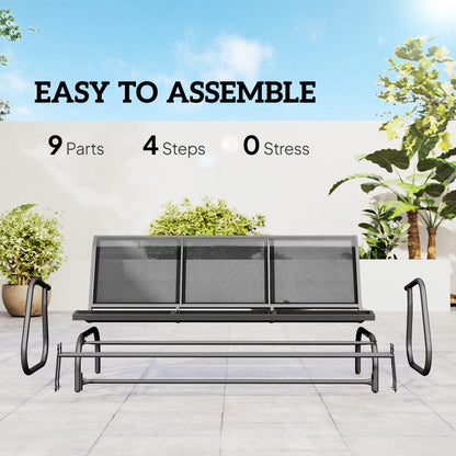 3-Seat Outdoor Glider Chair, Steel Frame, Sling Fabric Seat, Grey Outdoor Gliders at Gallery Canada