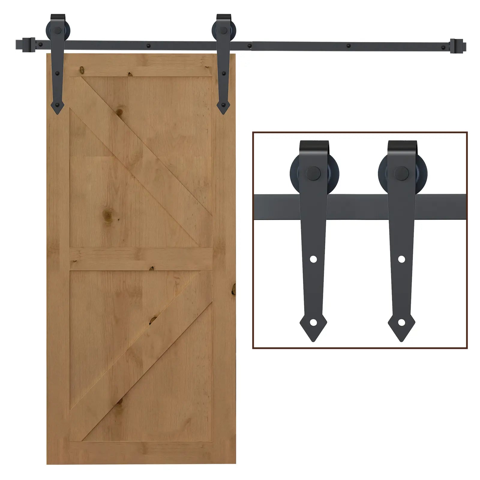 6.6FT Sliding Barn Door Track Kit, Heavy Duty, Fits 39" Door, Brown Door Hardware Brown at Gallery Canada