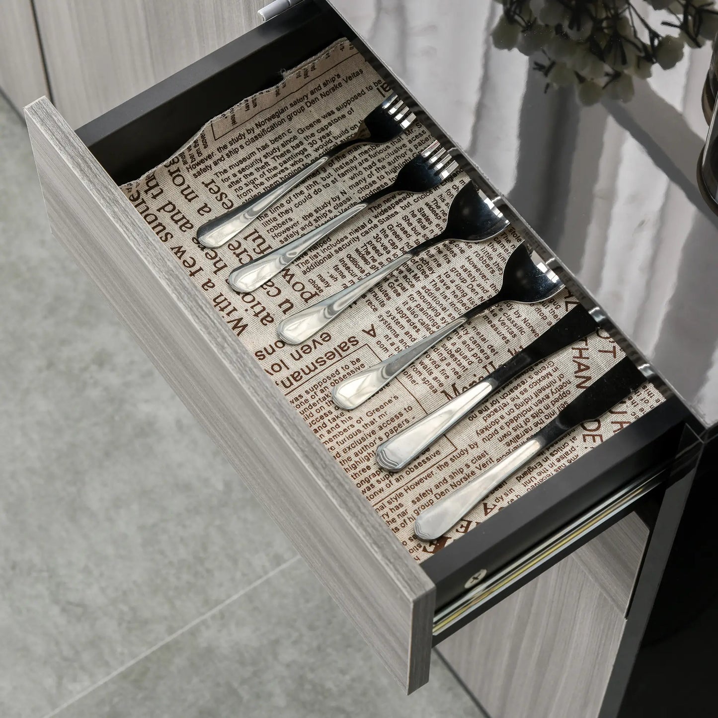 Modern Kitchen Sideboard, Coffee Bar Cabinet with 2 Drawers, Black Bar Cabinets at Gallery Canada