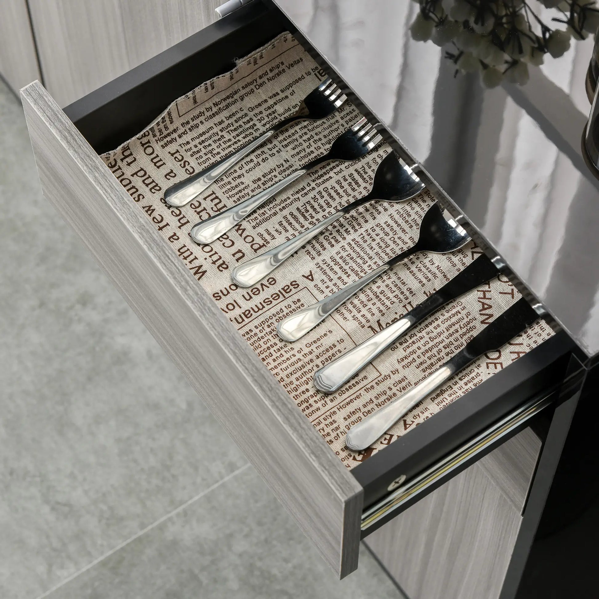 Modern Kitchen Sideboard, Coffee Bar Cabinet with 2 Drawers, Black Bar Cabinets at Gallery Canada