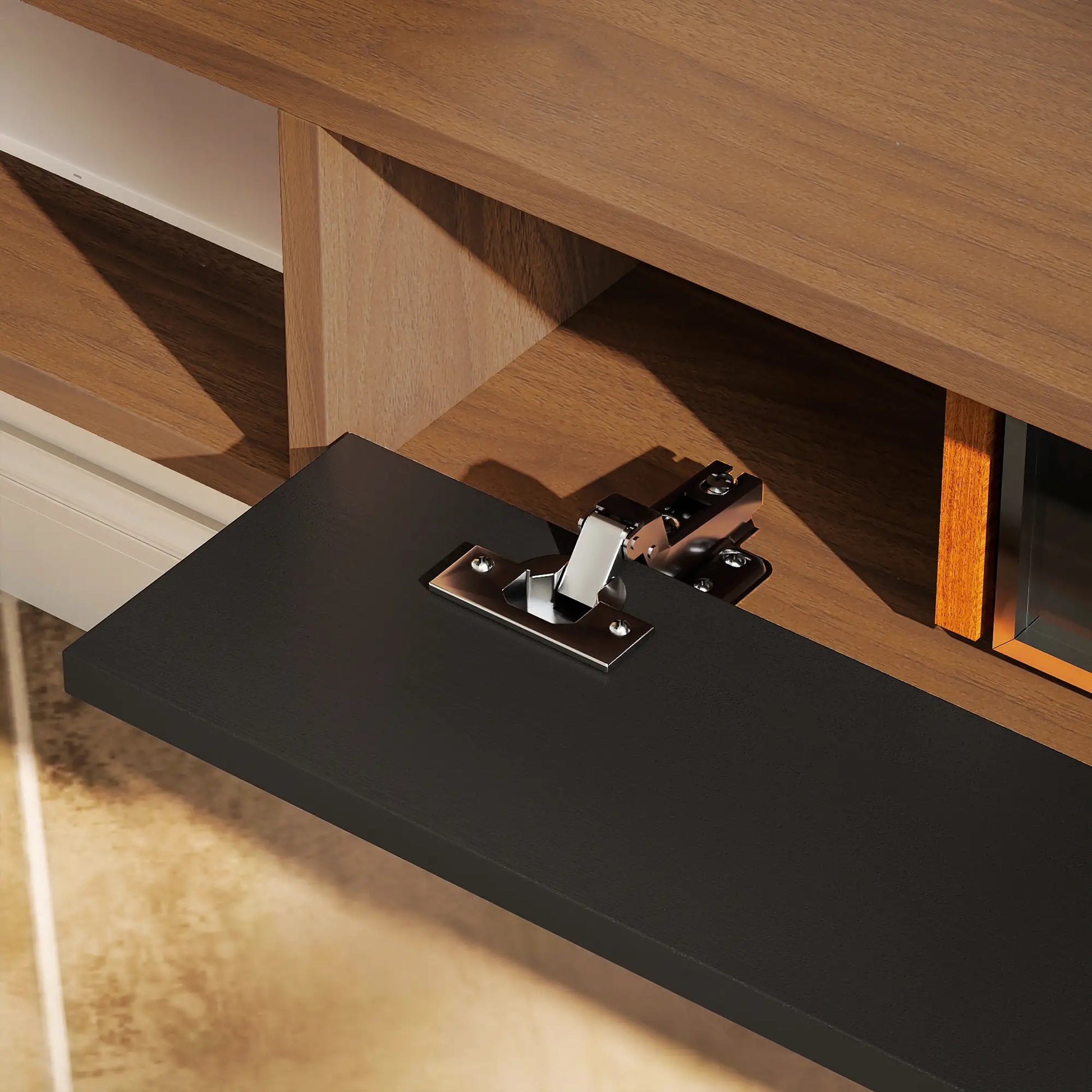 55 Inch Floating TV Stand, Wall Mounted Media Console, Walnut TV Stands at Gallery Canada