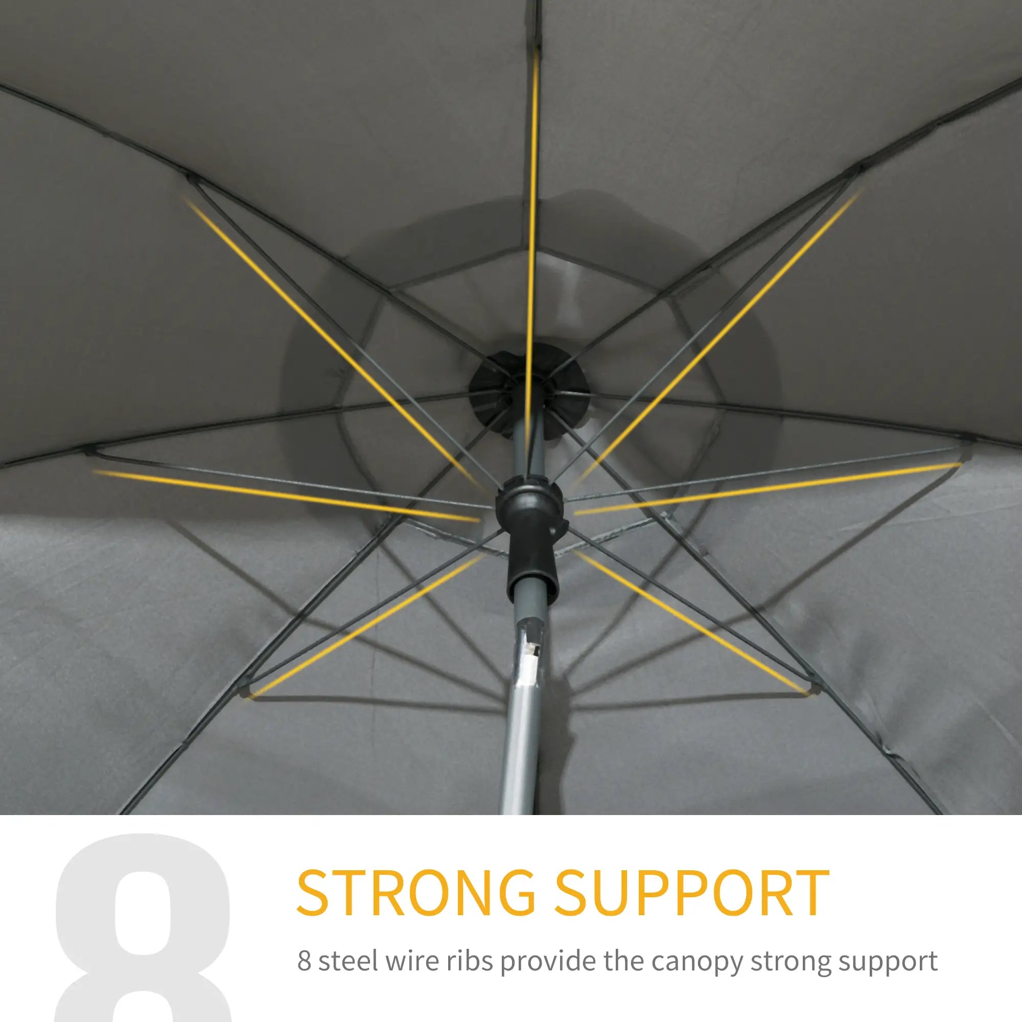 6ft Beach Umbrella, UV50+ Vented Canopy, Push Button Tilt, Dark Grey Beach Umbrellas at Gallery Canada