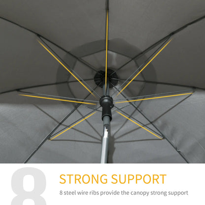 6ft Beach Umbrella, UV50+ Vented Canopy, Push Button Tilt, Dark Grey Beach Umbrellas at Gallery Canada