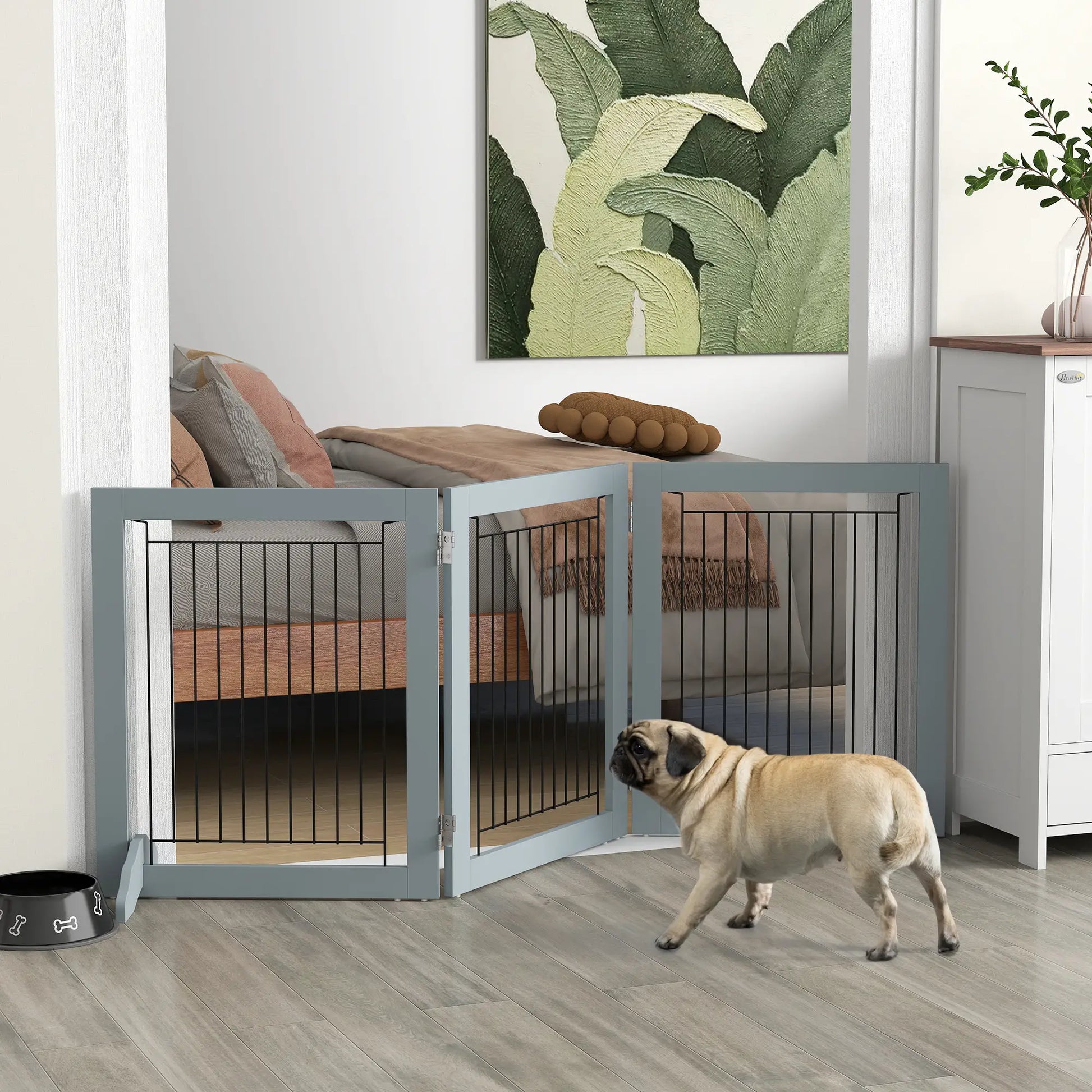 Freestanding Pet Gate, 24" High, 3 Panels, Grey Houses, Kennels & Pens at Gallery Canada
