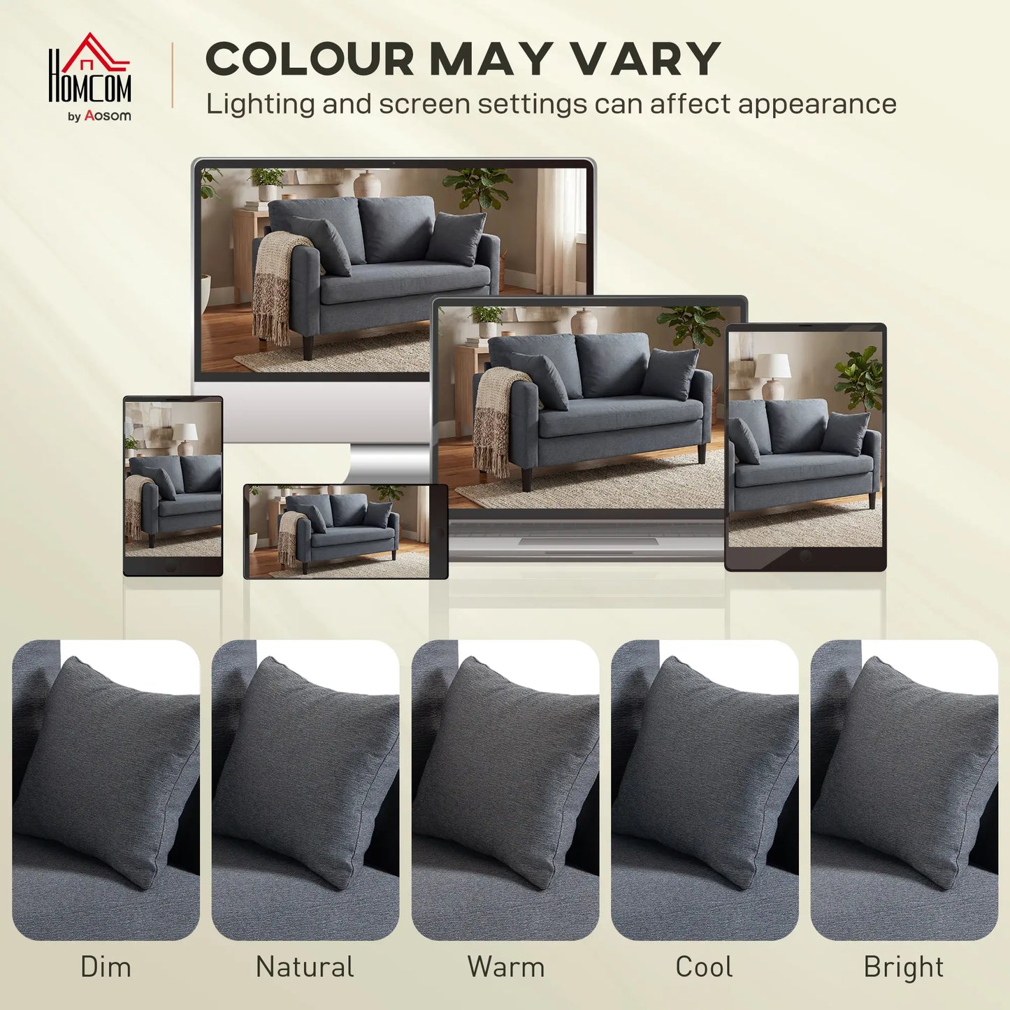 55" Loveseat Sofa, Modern Linen Upholstered, Dark Grey 2-Seater Sofas at Gallery Canada