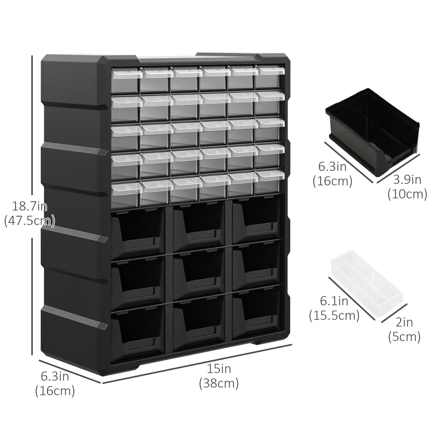 Plastic 39 Drawer Parts Organizer, Wall Mount Storage Cabinet, 2, Black Tool Organizers at Gallery Canada