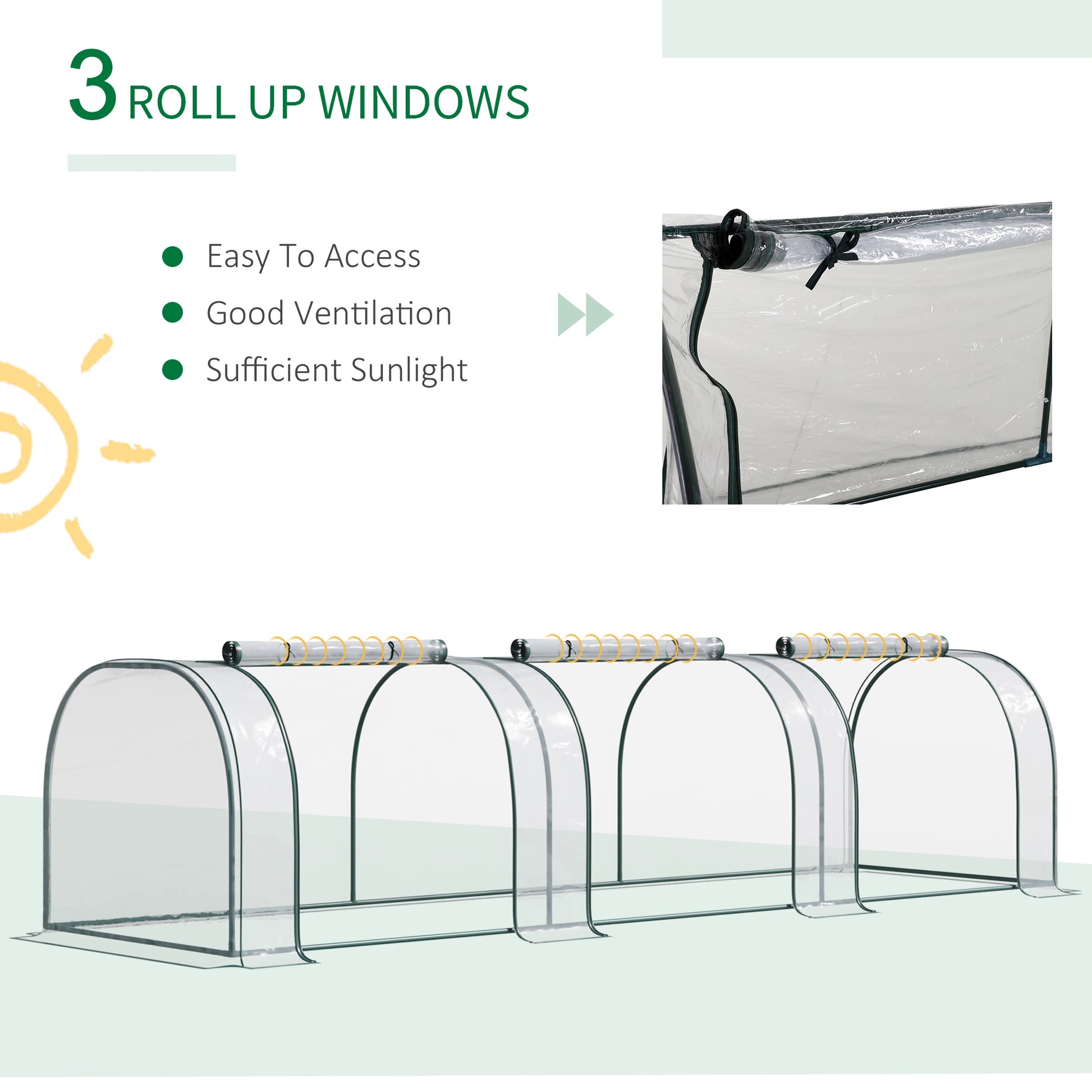 138"x39"x32" Transparent PVC Mini Tunnel Greenhouse, Steel Frame, Zipped Doors Mini Greenhouses at Gallery Canada