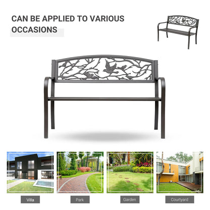 50 Garden Bench, Outdoor Loveseat, Vintage Bird Pattern, Cast Metal, Brown Outdoor Benches at Gallery Canada