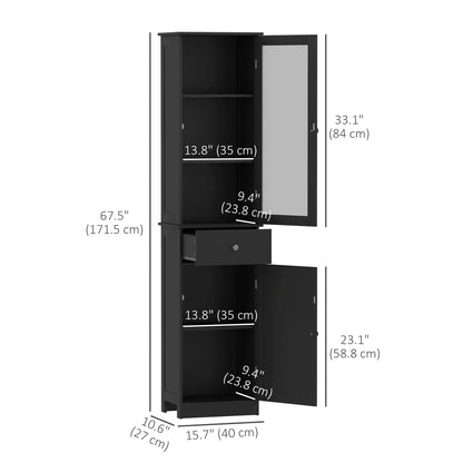 Tall Bathroom Cabinet, 2 Doors, Adjustable Shelves, Black Bathroom Cabinets at Gallery Canada