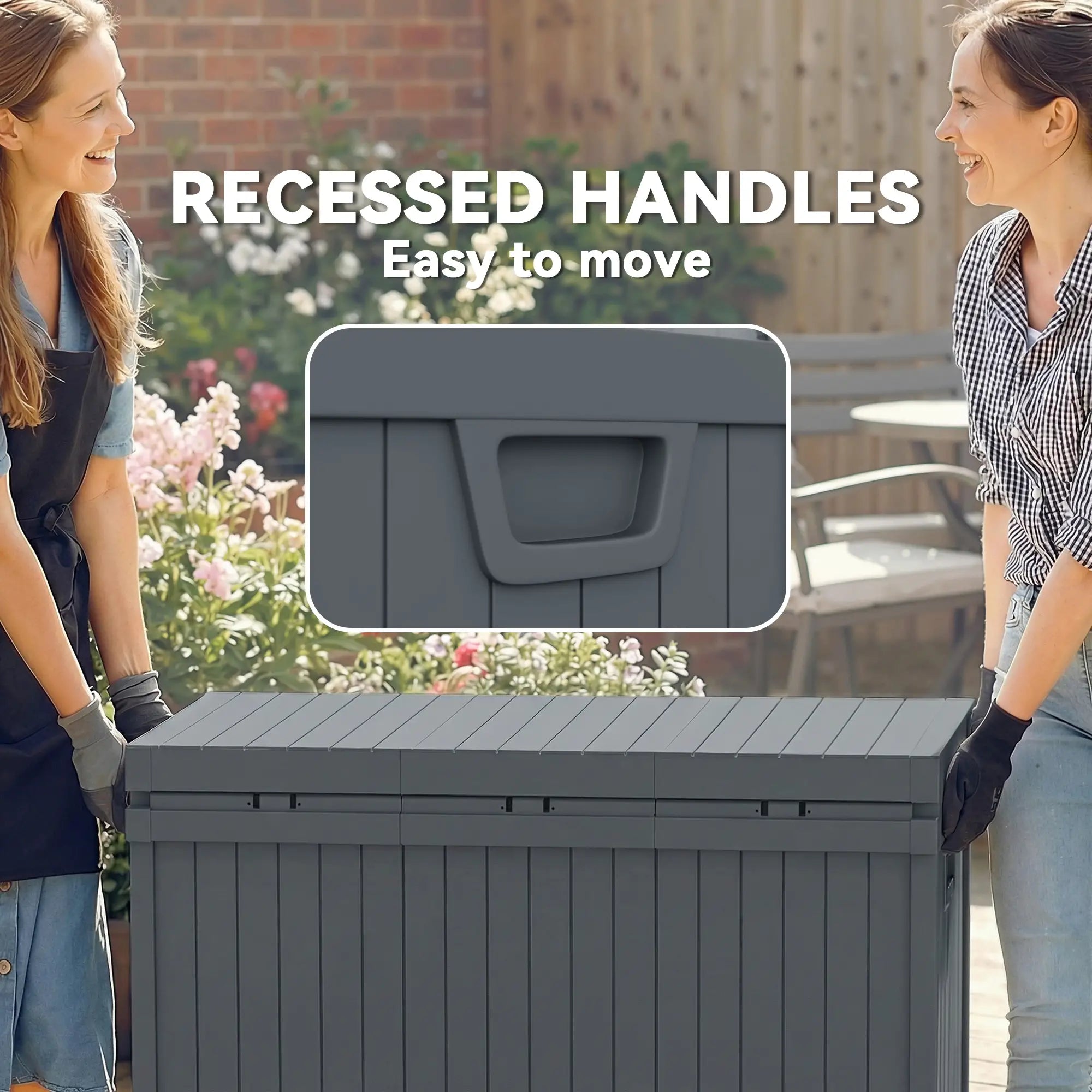 70 Gallon Deck Box, Resin Outdoor Storage Container, Dark Grey Patio Storage Boxes at Gallery Canada