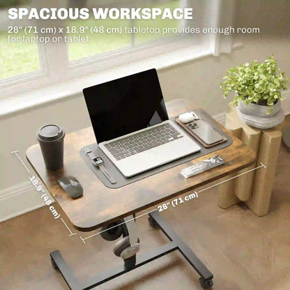 Height Adjustable Standing Desk, Pneumatic Sit Stand Desk, Rustic Brown Office Desks & Work Stations at Gallery Canada