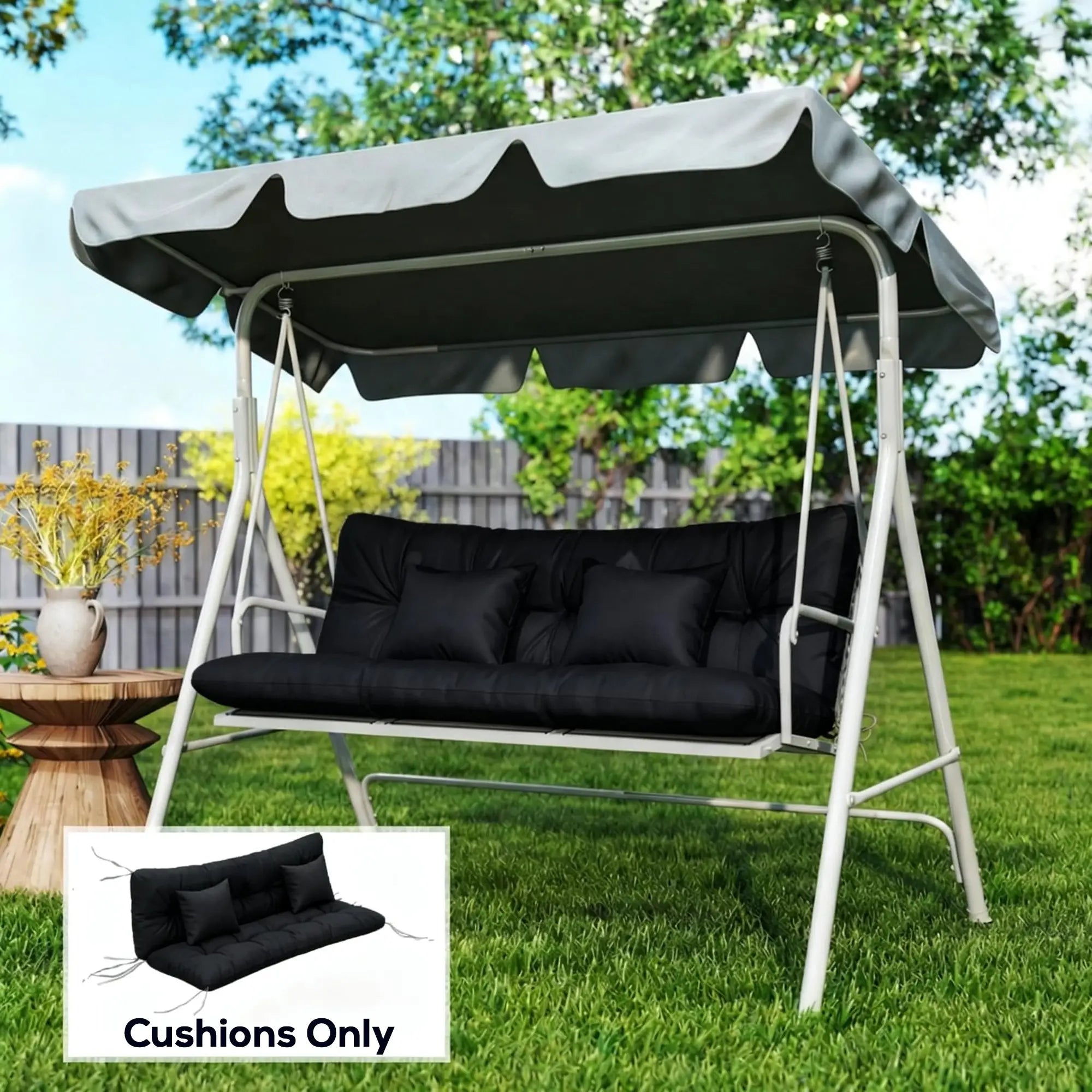 4-Piece Patio Chair Cushion Set, With Ties, Black Patio Chair Cushions at Gallery Canada