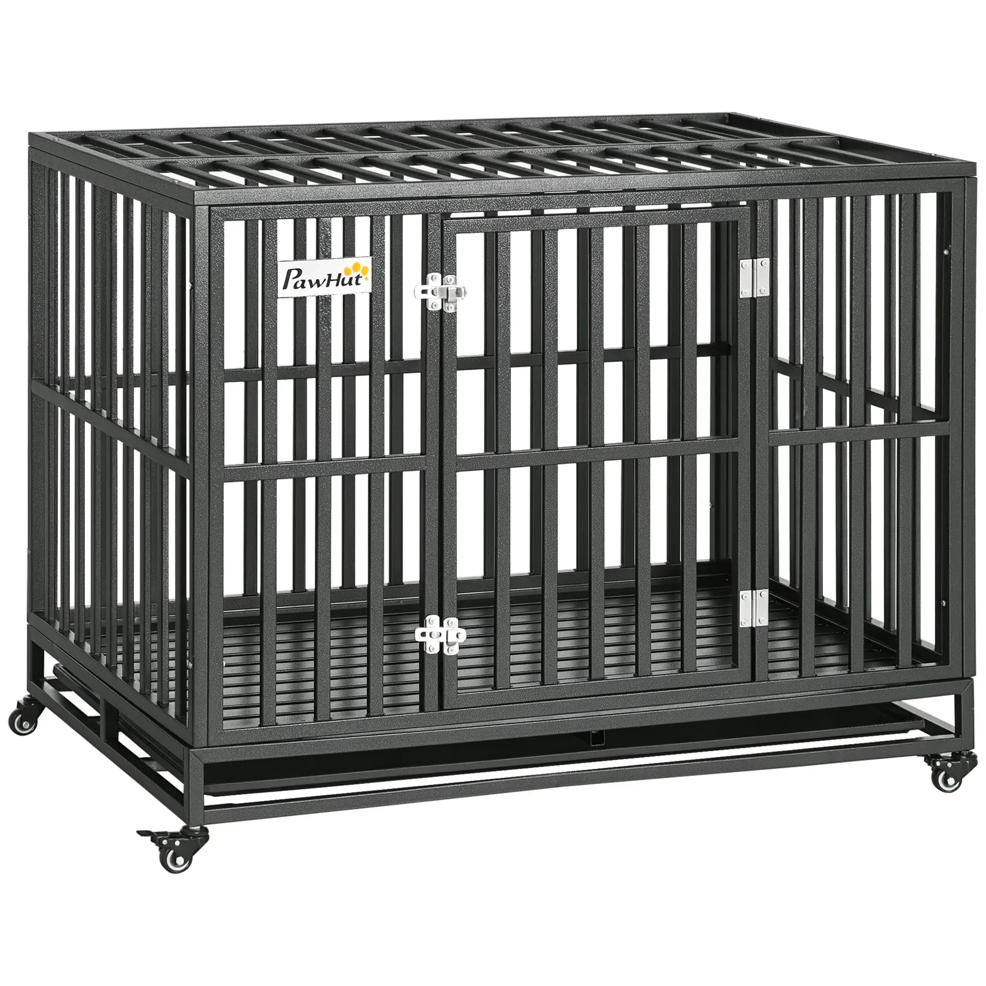 44 Heavy Duty Steel Dog Crate, Pet Cage with Wheels, Black Houses, Kennels & Pens Black at Gallery Canada