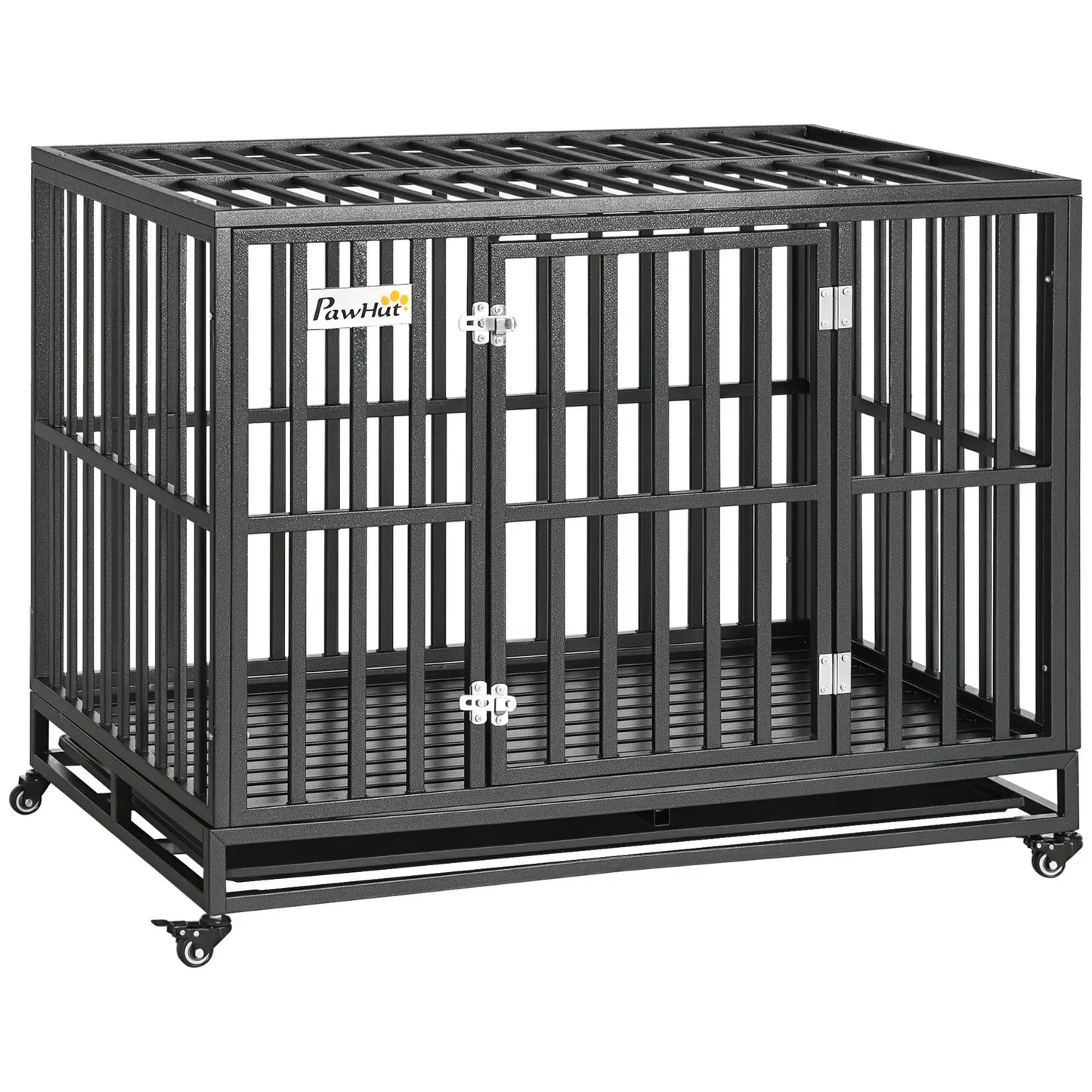 44 Heavy Duty Steel Dog Crate, Pet Cage with Wheels, Black Houses, Kennels & Pens Black at Gallery Canada