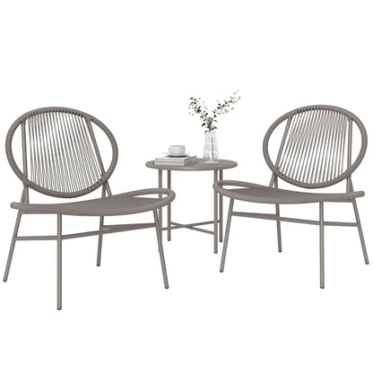 Rattan Bistro Set, 3 Piece Wicker Patio Furniture, Light Grey Bistro Sets Light Grey at Gallery Canada
