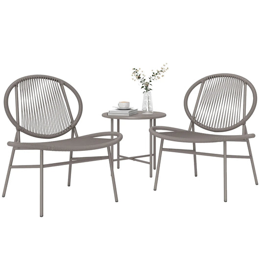 Rattan Bistro Set, 3 Piece Wicker Patio Furniture, Light Grey Bistro Sets Light Grey at Gallery Canada