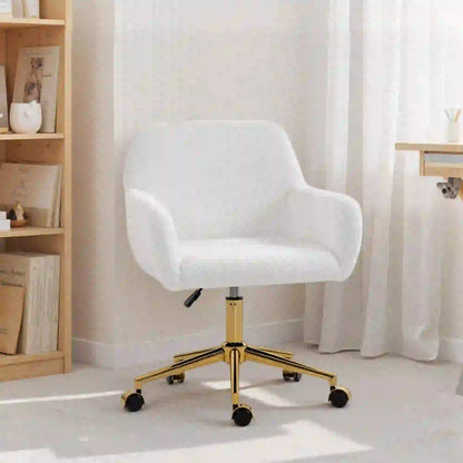 Faux Rabbit Fur Upholstered Office Chair, Cream White Task Chairs at Gallery Canada