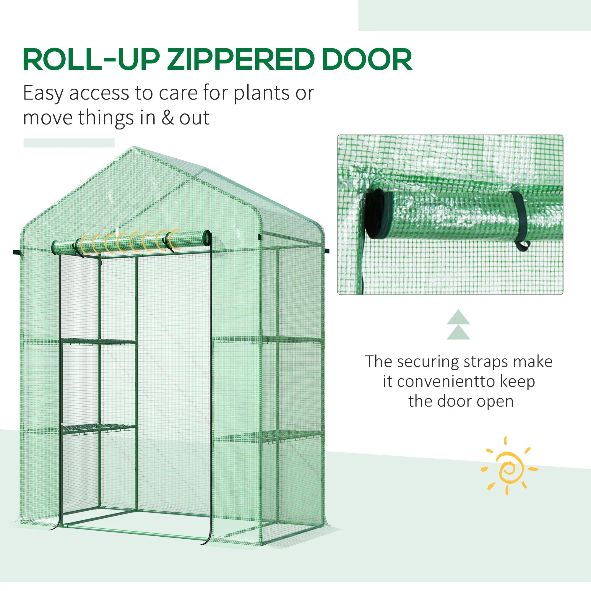 3-Tier Mini Greenhouse, 4 Shelves, Roll-Up Door, 56