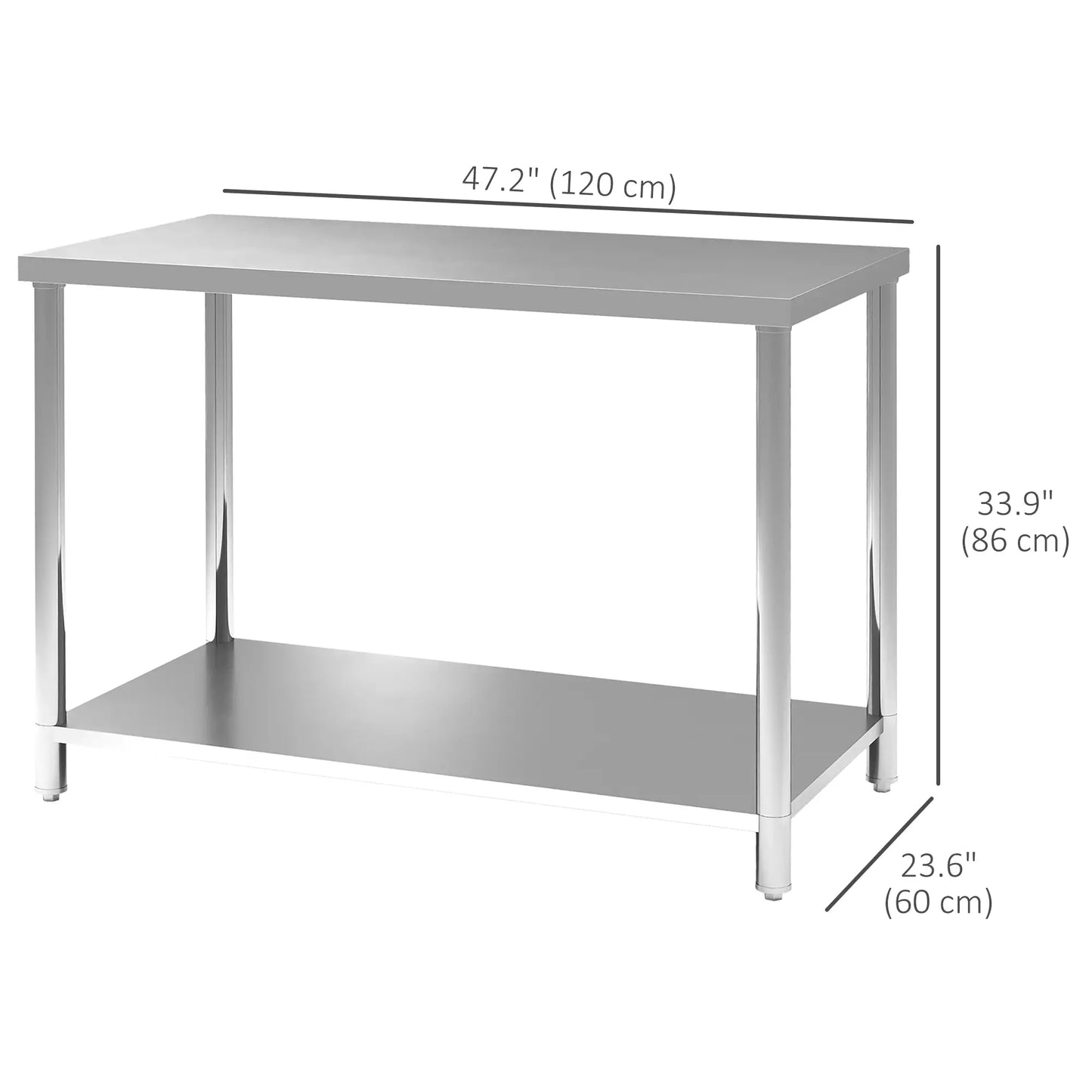 Stainless Steel Workbench, 24"x47"x34", Heavy Duty with Shelf Office Desks & Work Stations at Gallery Canada