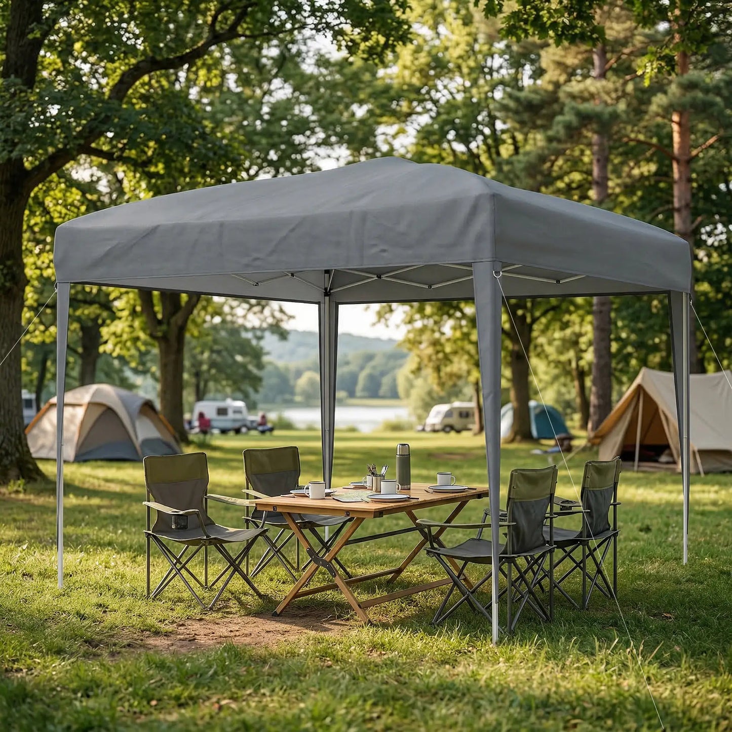 10 x 10ft Folding Pop Up Tent, Outdoor Gazebo Canopy, Grey Pop Up Canopies at Gallery Canada