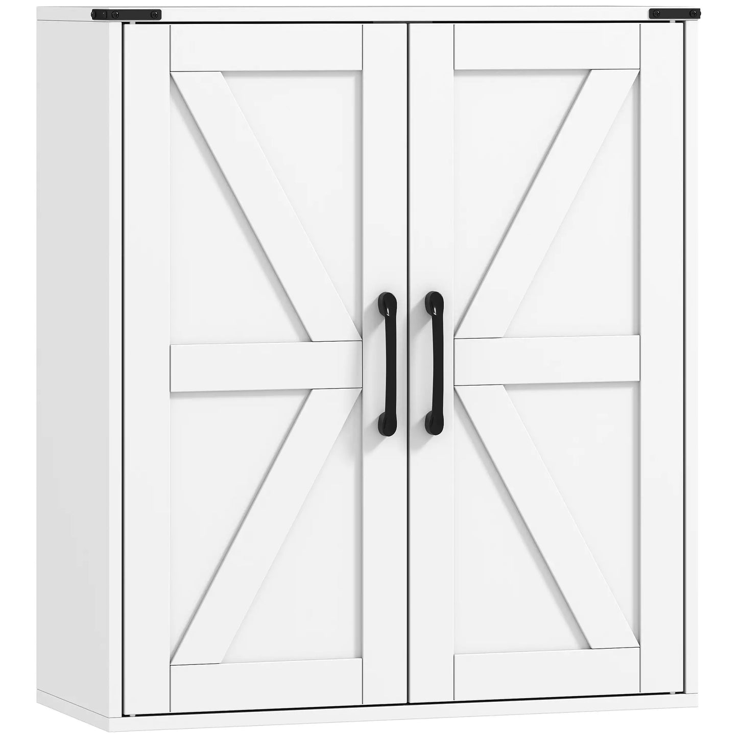 Wall Mounted Medicine Cabinet, Barn Doors, Adjustable Shelves, White Wall Mounted Cabinets White, Black at Gallery Canada