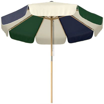 7.4 Ft Patio Umbrella, Wood-Effect Frame, Dark Green Sun Umbrellas at Gallery Canada
