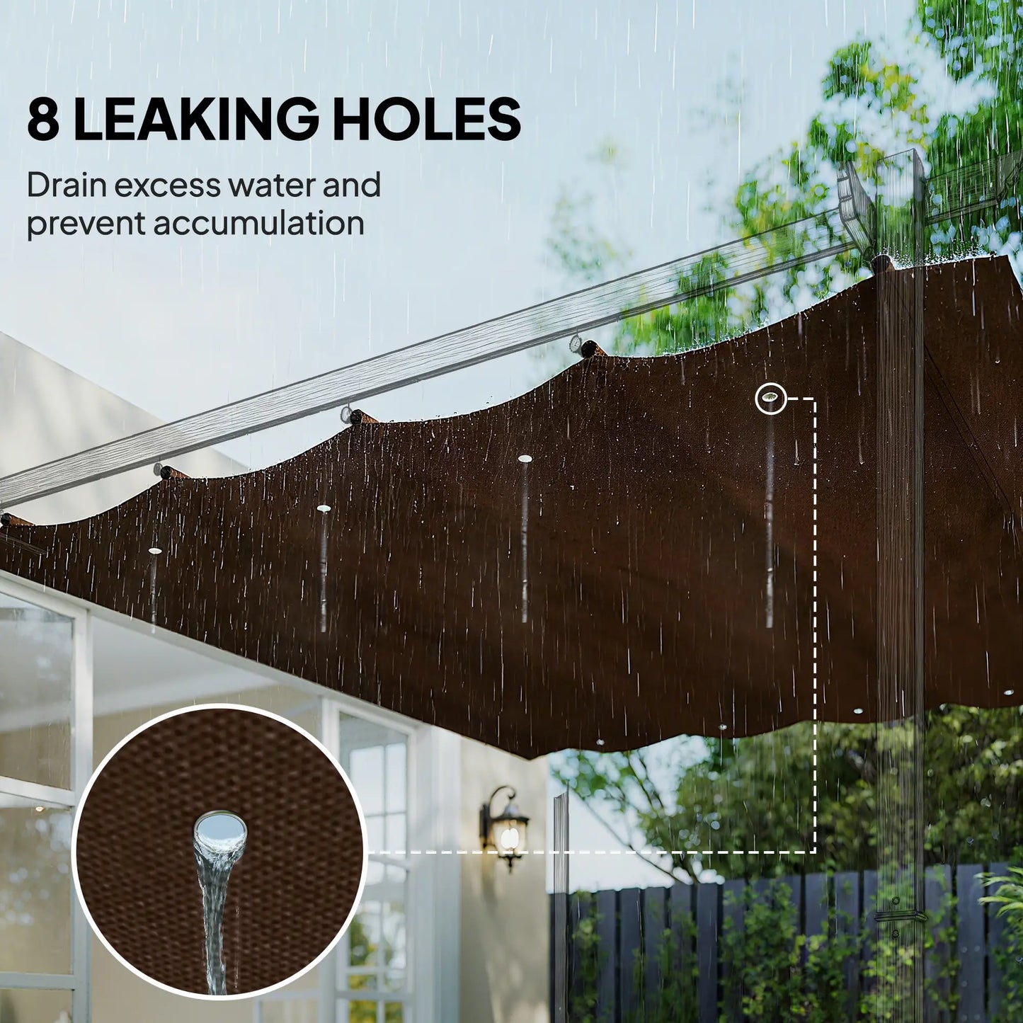 Retractable Pergola Canopy, 10' x 7' Sun Shade Cover, UV30+, Coffee Gazebo Canopy Replacement at Gallery Canada