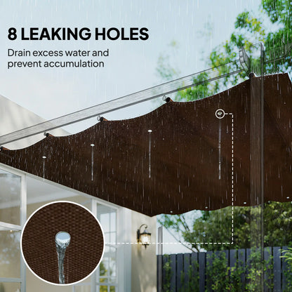 Retractable Pergola Canopy, 10' x 7' Sun Shade Cover, UV30+, Coffee Gazebo Canopy Replacement at Gallery Canada