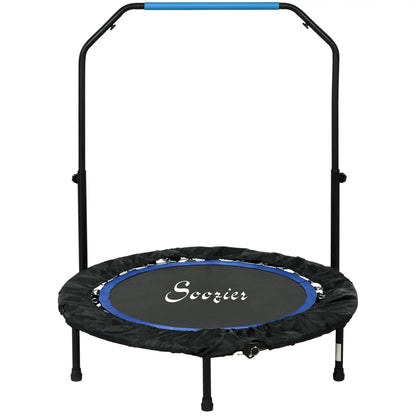 40" Foldable Mini Fitness Trampoline, Adjustable Foam Handle, Blue Trampolines Blue at Gallery Canada