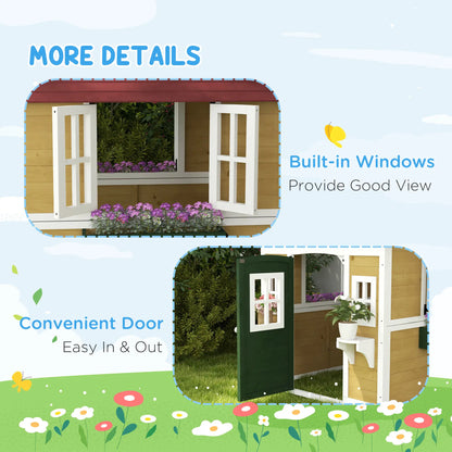 Wooden Playhouse for Kids, Outdoor with Door, Windows, Beige Play Houses at Gallery Canada