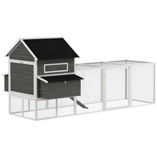 Wooden Chicken Coop With Run, Nesting Box, 137", Dark Grey Chicken Coops Dark Grey at Gallery Canada