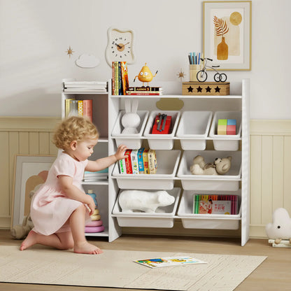 Kids Bookshelf And Toy Organizer, 8 Removable Bins, White Bookshelves & Bookcases at Gallery Canada