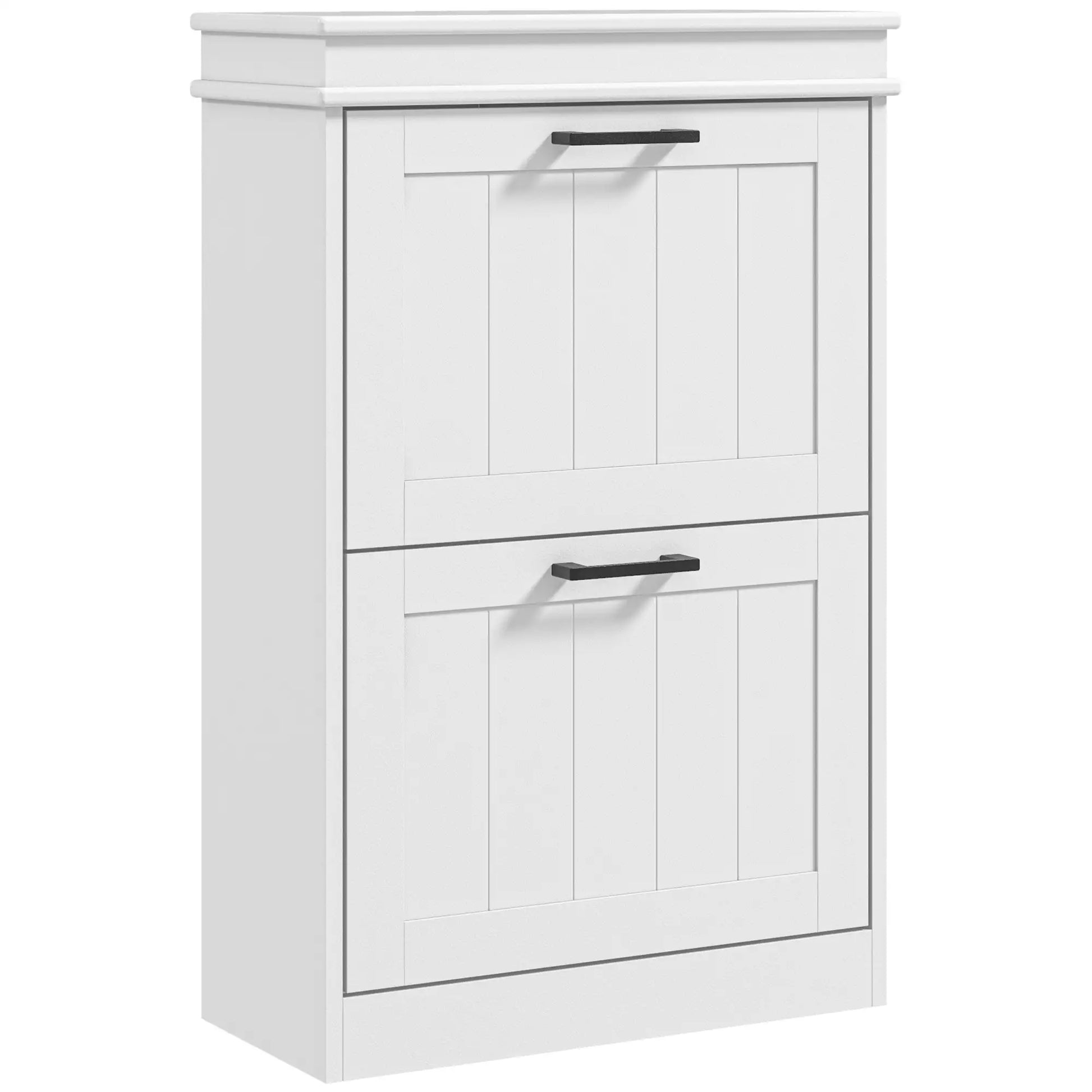 Shoe Storage Cabinet, 2 Flip Drawers, Adjustable Shelves, 10 Pairs, White Shoe Storage Cabinets & Racks at Gallery Canada