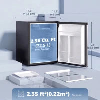 Réfrigérateur mini 2,6 pieds cubes, réfrigérateur compact à porte unique, argent