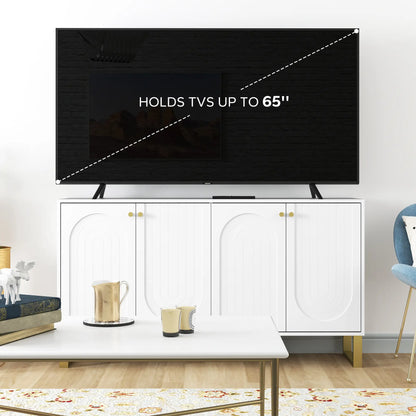 Modern Sideboard Buffet, 4 Doors, Adjustable Shelves, White Storage Cabinets at Gallery Canada