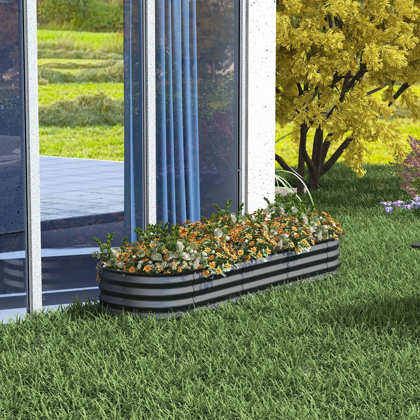 6.4 x 2 x 1ft Galvanized Raised Garden Bed, Metal Planter Box, Dark Grey Raised Garden Beds at Gallery Canada