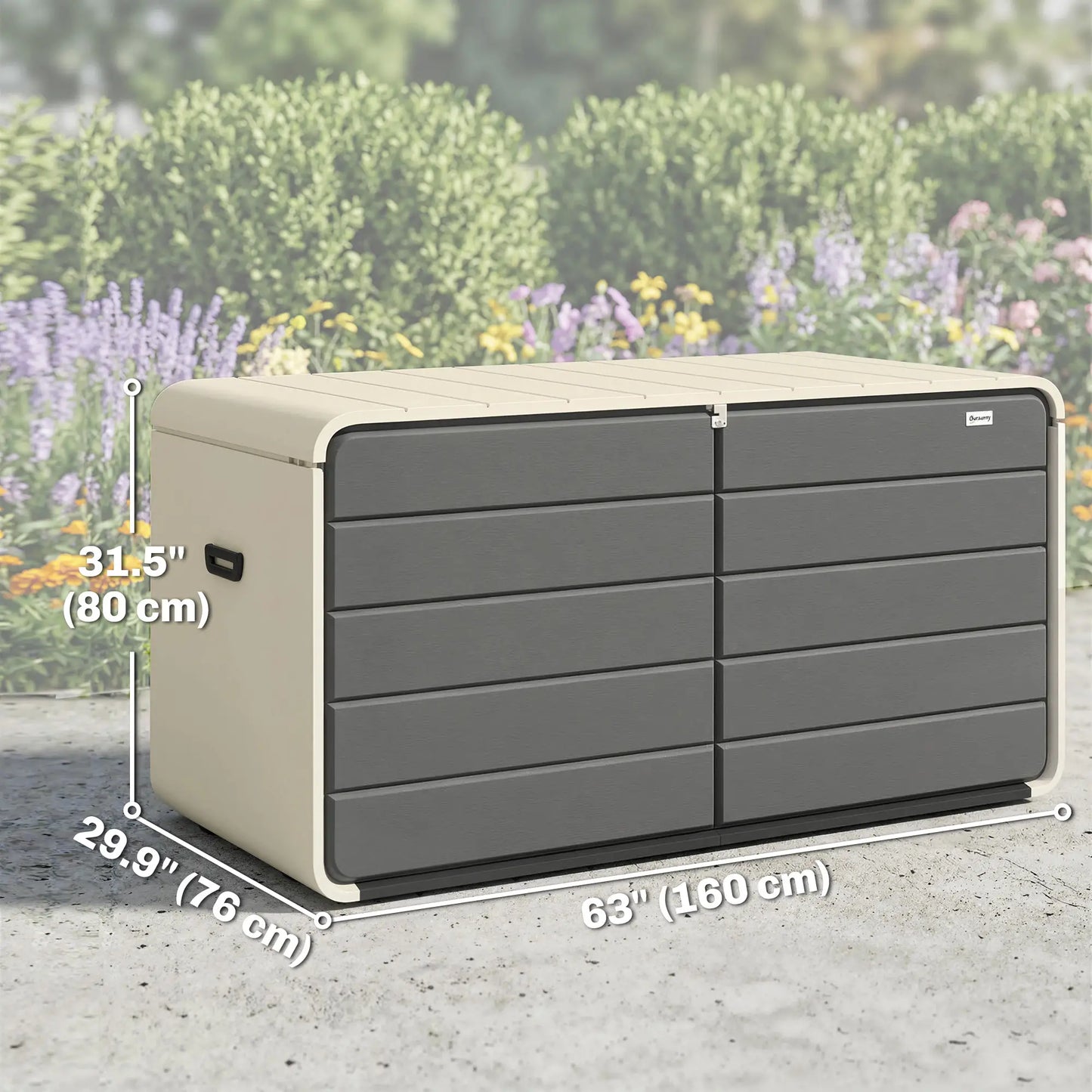 Outdoor Storage Box With Lockable Lid, HDPE Garden Deck Box With Wheels 757 L Patio Storage Boxes at Gallery Canada