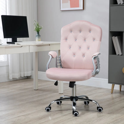 Velvet Office Chair, Button Tufted Desk Chair, Swivel Wheels, Adjustable Height, Pink Executive & Manager Chairs at Gallery Canada