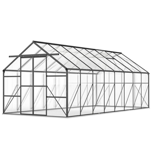 Aluminum Greenhouse Kit, Polycarbonate Walk-In, 16' x 8', Dark Grey Walk In Greenhouses Dark Grey, Clear at Gallery Canada