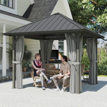 10' X 10' Hardtop Gazebo With Steel Roof, Netting & Curtains, Steel Gazebos at Gallery Canada