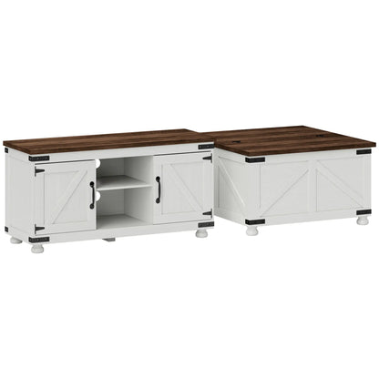 TV Stand And Coffee Table Set, 50" TV Console, Distressed White, White TV Stands at Gallery Canada