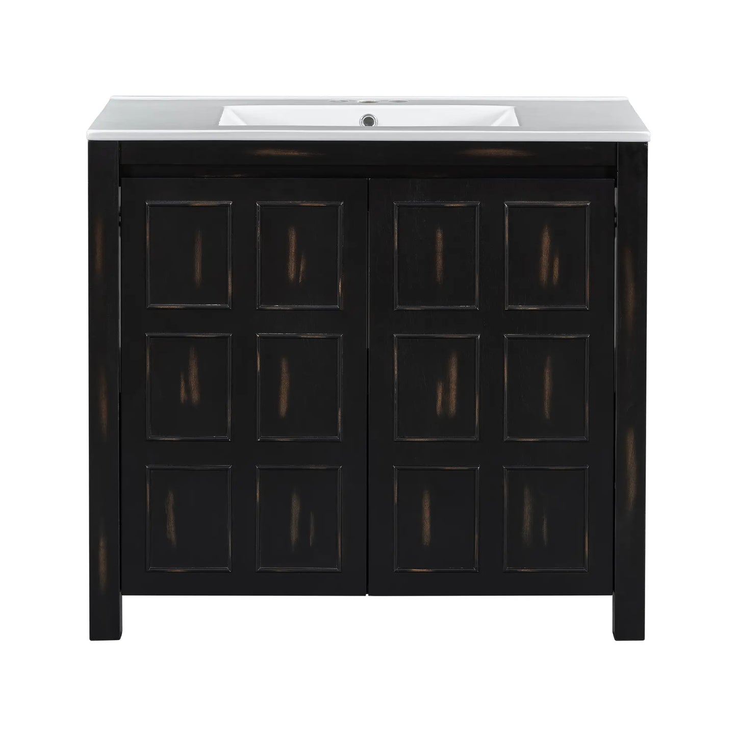 Solid Wood Bathroom Vanity, Ceramic Sink, Storage Cabinet, 36" L x 18.5" W x 34" H, Espresso Sink Cabinets Espresso at Gallery Canada