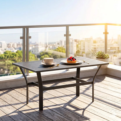Outdoor Side Table, Slatted Tabletop, Metal Patio Coffee Table, Black Patio Side Tables at Gallery Canada