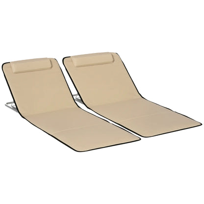 Beach Lounge Chair Set, 2 Pieces, Folding Chaise, Beige Beach Accessories at Gallery Canada